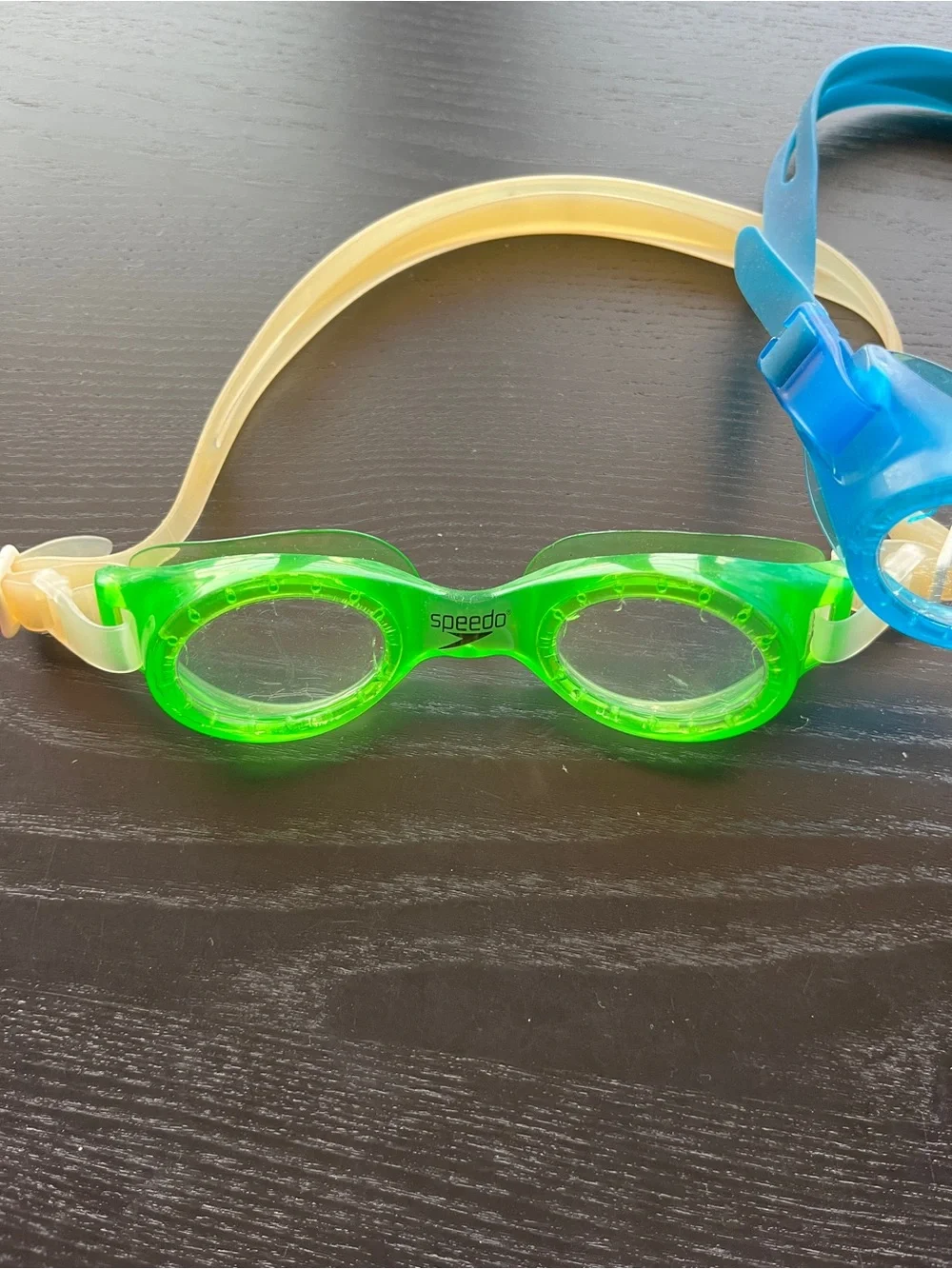 Speedo Swim Goggles Lot of 2 Green Blue Youth/Kids Clear Lens Adjustable